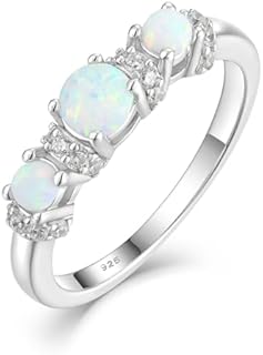 STARCHENIE 3-Stone Promise Ring for Her | 925 Sterling Silver Engagement Wedding Band Anniversary Jewelry | Stackable Birthstone Rings Size 5-10