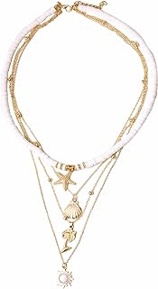 Handmade Bohemian Starfish Shell Alloy Pendant Necklace with Box-With-Tongue Clasp for Women's Summer Style