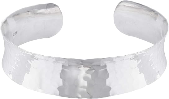 Silverly Hammered Sterling Silver Concave Bangle - Adjustable Silver Bangle - Flat Cuff Bracelet - Wide Silver Bangles for Women Solid 925 - Minimalist Sterling Silver Bracelet - Ladies Bracelets