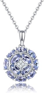 Pendant Necklaces for Women Girls Setting Natural Gemstone Chrome Diopside Tanzanite Birthstone Pendants 925 Sterling Silver Cubic Zirconia Classic Style Fine Jewelry for Her