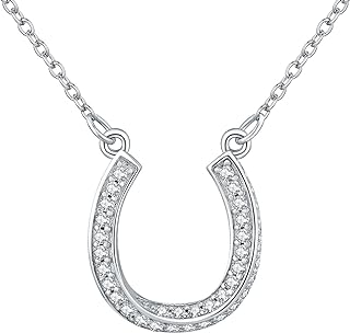 Horseshoe Necklace for Women Sterling Silver Cubic Zirconia Lucky Horseshoe Necklace Good Luck Pendant Necklace For Teen Girls Jewelry Charm, with Fine Gift Box