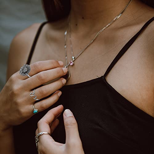 36Pcs Ring Set, Knuckle Rings for Women Girls, Vintage Silver Aesthetic Rings, Turquoise Ring, Crystal Rings, Boho Retro Stone Stackable Ring Sets, Western Jewelry, Gift for Her