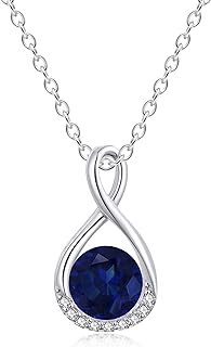 Stainless Steel Cable Chain Necklace with Cubic Zirconia for Women and Girls - Genuine Infinity Birthstone Pendant Design
