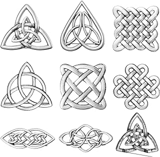 Pin-Clasp Celtic Knot Brooch Pins in Zinc Alloy for Women and Girls, 8 Unique Designs