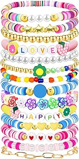 14 Pcs Preppy Friendship Bracelets Set Gifts for Teen Girls 12 14 16 18 13 15 Year Old Colorful Beaded Charm Boho Jewelry for Women Valentine's Day Christmas Birthday Gifts Idears