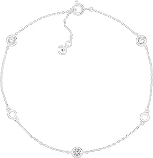 Chic Silpada 'Clarity' Serenity Ruby Anklet with Cubic Zirconia, Sterling Silver Cable Chain, 9" + 1" with Secure Spring Ring Clasp