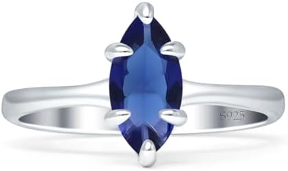 Marquise Shape Solitaire Ring Vintage Style Cubic Zirconia Wedding Engagement Ring Solid 925 Sterling Silver