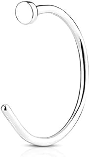 Comfortable Stainless Steel Flat Disc Nose Ring in Hoop Design by FIFTH CUE for Sleek, Everyday Wear
