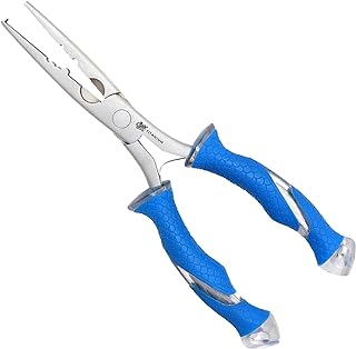 Cuda Stainless Steel Needle Nose Ring Fishing Pliers in Alloy Steel with Integrated Crimper and Ring Splitter/ Versatile Design