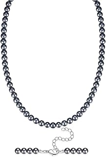 Elegant Sterling Silver 16 Inch Pearl Strand Necklace with Lobster Clasp, Women's Wedding and Mother's Day Gift, Choker with 6mm, 8mm, 10mm Simulated Crystal Pearls