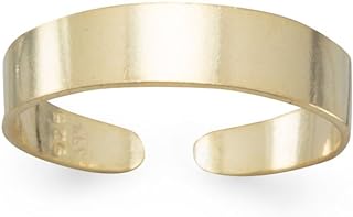 14K Gold-Plated Adjustable Silicone Toe Ring for Women - Polished Band Design - Non-Precious Metal Foot Jewelry by JewelryWeb