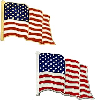 Butterfly Clasp American Flag Brooch - Base Metal Lapel Pins for Men and Women - USA Flag Design