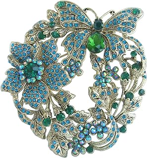 Art Style 3.54" Butterfly Flower Brooch Pin Pendant Rhinestone Crystal Animal brooches Large Brooch for Women BZ4489