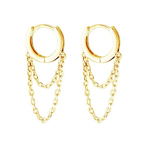 Tassel Chain Drop Dangle Small Hoop Earrings for Women Girls 925 Sterling Silver Huggie Helix Cartilage Tragus Daith Piercing Cuff Minimalist Fashion Personalized Punk Jewelry