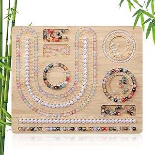 Bamboo Beading Board Kannino Bead Boards for Jewelry Making, Bracelet Making Tray Bracelet Bead Board Wooden Bead Design Board for Jewelry Making, Bracelet, Necklaces, DIY Design, 13.7" X 11.1"