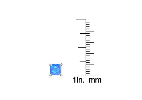 Women Sterling Silver Magnificent Lab Created Blue Opal Stud Earring, Ear Pierced Only