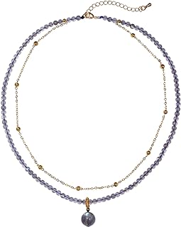 Jewever Layered Moonstone Crystal Beaded Chokers Necklaces for Women Healing Crystals and Gemstones Plated 14k Gold Chain Necklace for Women