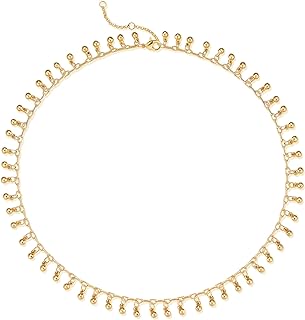 Fettero Women's Gold Bell Pendant Choker Necklace with Lobster Clasp and Cable Chain – Cute Brass Daisy Flower Design with Cubic Zirconia – Hypoallergenic Fashion Jewelry