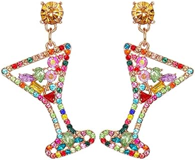 Cute Shiny Rhinestones Crystal Wine Glass Dangle Earrings Jewelry Gift for Women Girls
