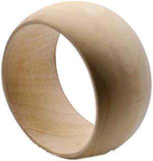 Natural Handmade Wooden Cuff Bracelet with Woven Rattan Braid for Women and Men - Vintage Round Design