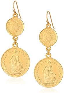 Ben-Amun Moroccan Coin Vintage Dangle Earrings, New York Fashion 24K Gold Plated Jewelry
