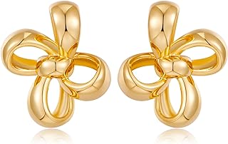Chic Gold-Plated Brass Flower-Shaped Stud Earrings with Comfortable Push Back Design for Women - HESSAWELL Fashion Jewelry Gift