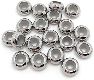 YIQIFLY Small Round Stainless Steel Stopper Beads for Bracelets and Necklaces with Rubber Insert, 20 Piece Set