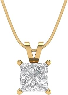 Clara Pucci 1.5ct Princess Cut Lab-Created Diamond Pendant in 10K White Gold with Lobster Clasp and Box Chain, Proudly Crafted in the USA