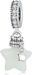 Luminous Star Charm Bracelet with Sterling Silver Clasp for Women and Girls - Unique Glowing Cat Design Pendant by BETTY&SARAH