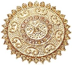 Adjustable Bollywood Glamour Dtja Ring with Cubic Zirconia Round Stone - Yellow Gold Tone Indian Wedding Ring