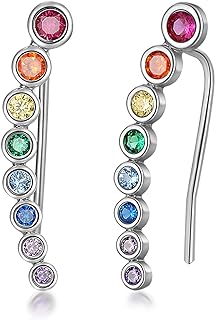 WES Rainbow Earrings Hoop Earrings for Women Girls Cubic Zirconia Huggie Earrings Hypoallergenic Earrings Ear Pendants Gifts for Girls Earrings Jewelry Gifts