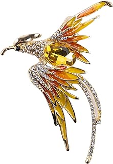 Goture Rhinestone Phoenix Brooch Crystal Enamel Lapel Flame Fire Bird Resurrection Survivor Pin for Women Ladies Clothing Accessories Wife Gift