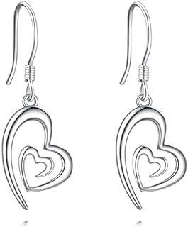 925 Sterling Silver Double Heart Dangle Earrings for Women - Hypoallergenic Drop Design - Ideal Birthday and Mother's Day Gift
