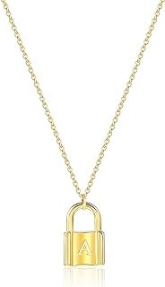 18K Gold Plated Initial 'A' Lock Pendant Necklace on High-Quality Adjustable Stainless Steel Chain for Women - Personalized MOMOL Design from China