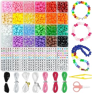 Dowsabel Kids Friendship Bracelet Making Kit in Multicolor Material, Featuring Letter Beads and Heart-shaped Pony Beads - An Ideal Creative Gift for Teens and Adults