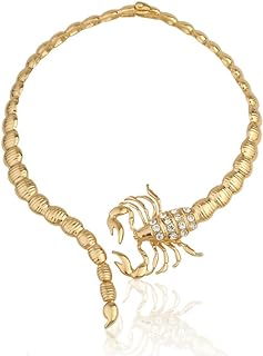 Scorpion Cuff Choker Necklace, Gold Rhinestone Scorpion Choker for Women Girls, Punk Statement Personalized Necklace Jewelry for Party Costume