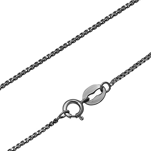 Chain Necklace 925 Sterling Silver with Ring Clasp Closure, Italian Box Necklace Chain Necklace for Women & Men, Available in Gold, Rose Gold, Silver, and Black Rhodium, Multisize