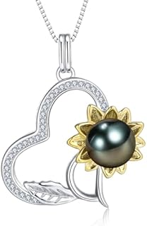 Romantic Sterling Silver Box Chain Tahitian Black Pearl Necklace for Women - Perfect Anniversary, Birthday, Valentine's Day or Christmas Gift