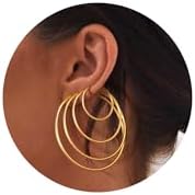 4 Pairs Hoop Earrings set for Women Girls,Dainty Stainless Steel silver 14k gold Plated Hypoallergenic Silver Gold Hoop Earrings,Circle Endless Thin Hoop Women's Earrings Hoop Earrings Sets Holiday Gift Jewelry (30MM 40MM 50MM 60MM)