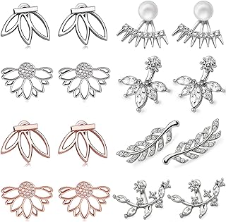 Suyi Fashion Hollow Lotus Flower Earrings Crystal Simple Chic Stud Earrings Set