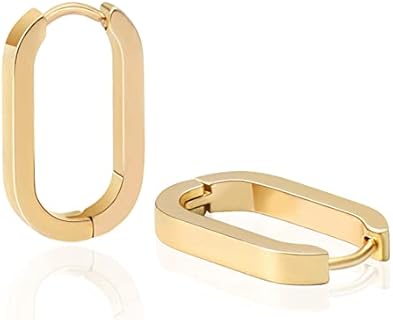 18K Gold Plated Minimalist Hoop Earrings for Women, Geometric Huggies Rectangle Octagon Heart Hoop Earrings, Small Gold Hoop Earrings for Mother’s Day Gifts for Her
