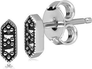 Elegant Petite Marcasite Stud Earrings with Secure Earnuts in Sterling Silver for Women from Thailand