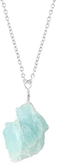 Raw Aquamarine Necklace, Silver Plated Necklace, Rough Gemstone Crystal, Healing Stone, March Birthstone, Layering, Girlfriend, Gift for Her, Dainty Necklace, Friendship Day