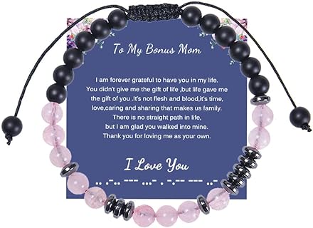 Morse Code Bracelet for Birthday Festivals Gifts for Women,Natural Stone Charm Bracelets to Gifts for sister,Anniversary Graduation Gifts For daughter with Message Gift Card