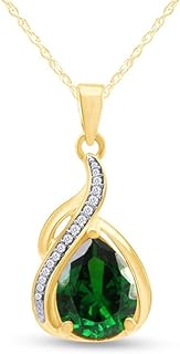 Jewel Zone US 3.5 Ct Simulated Green Emerald Pendant Necklace 14k Gold Over Sterling Silver