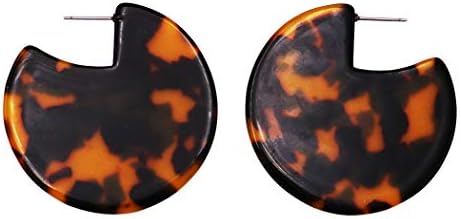 "Tortoise Shell Hoop Earrings with Latch Back Design for Women: Rosemarie Collections' Round Alloy Earrings 1.75""
