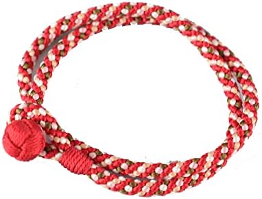 Red Japanese Kumihimo Silk Braided Bracelet for Men Women, Braided Double Bracelet, Handemade Kimono Bracelet, Gift for unisex (Red)