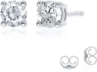 Unisex Lab Grown Diamond Stud Earrings with Comfortable Pull Back in Premium White Gold, 1/2 CT TW GH VS/SI Clarity - An Ethical Statement of Luxury and Style