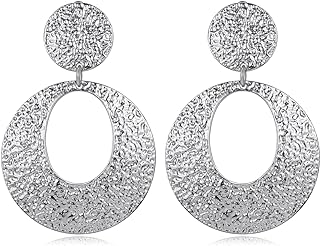 Matte Gold Silver Large Clip On Earrings for Women Statement Earrings