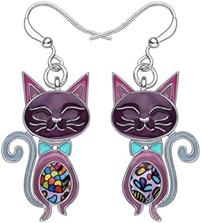 Enamel Cute Bow-knot Kitten Cat Earrings Charms Cat Jewelry Dangle Drop for Women Girls Teens Birthday Holiday Gifts